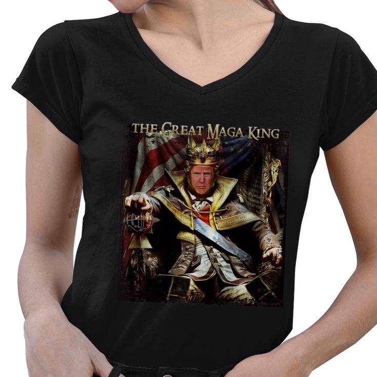 Anti Joe Biden Ultra Maga The Return Of The Great Maga King Graphic Design Printed Casual Daily Basic Women V-Neck T-Shirt