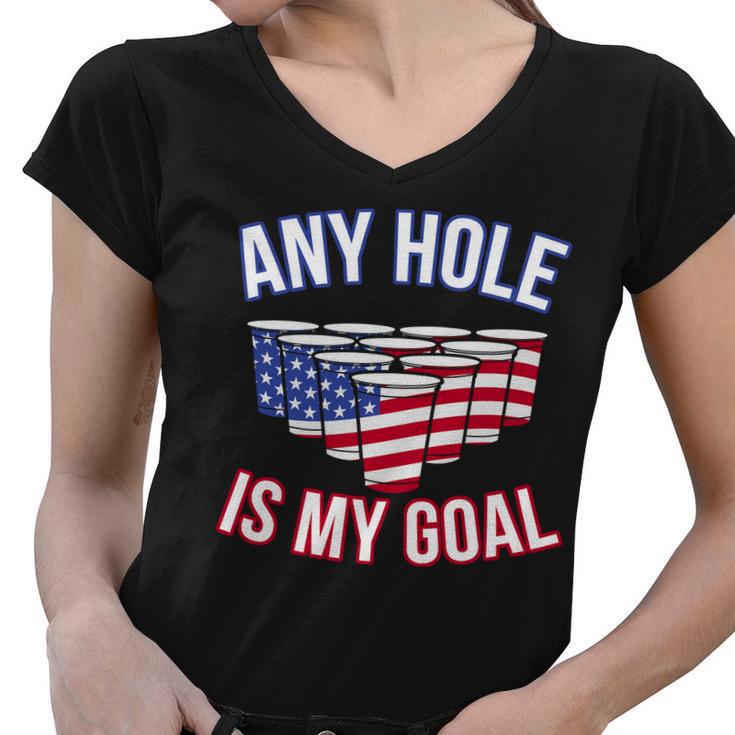 Any Goal Is A Hole Usa Beer Bong Party Women V-Neck T-Shirt