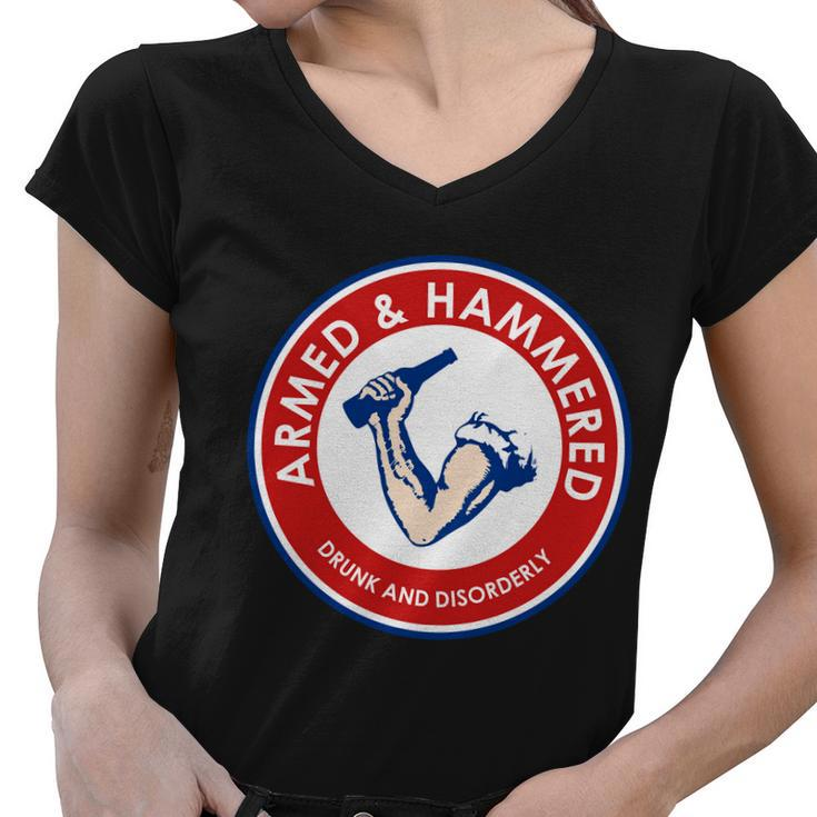 Armed And Hammered Drunk And Disorderly Funny Drinking Tshirt Women V-Neck T-Shirt