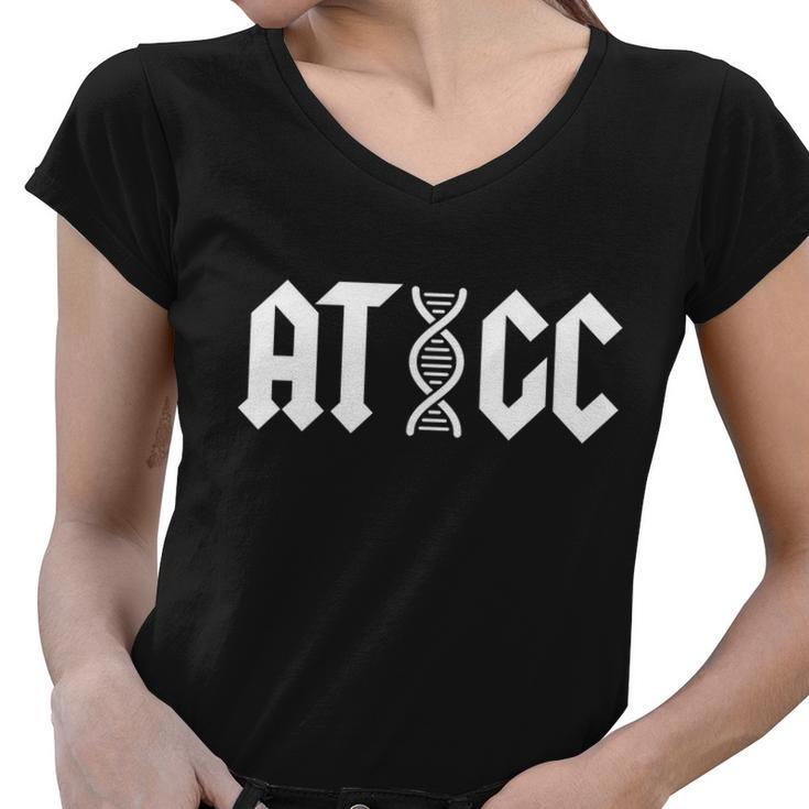 Atgc Funny Science Biology Dna Women V-Neck T-Shirt