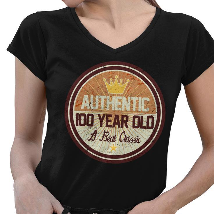Authentic 100 Year Old Classic 100Th Birthday Tshirt Women V-Neck T-Shirt