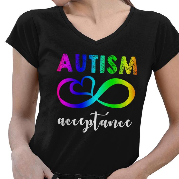 Autism Acceptance Rainbow Tshirt Women V-Neck T-Shirt
