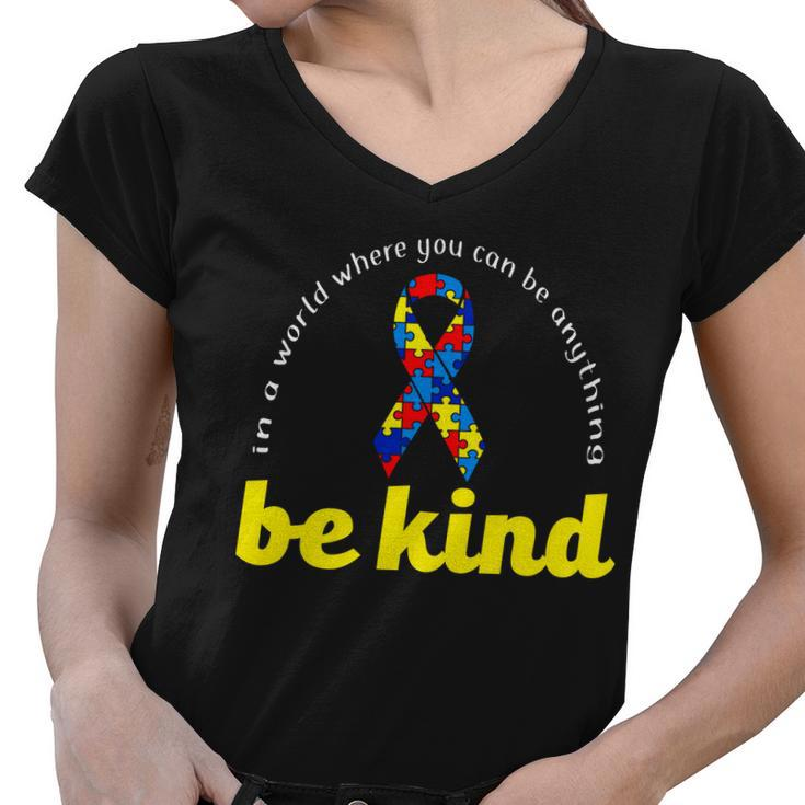 Autism Awareness Be Anything Be Kind Tshirt Women V-Neck T-Shirt