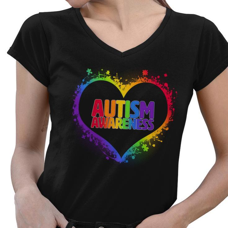 Autism Awareness - Full Of Love Women V-Neck T-Shirt