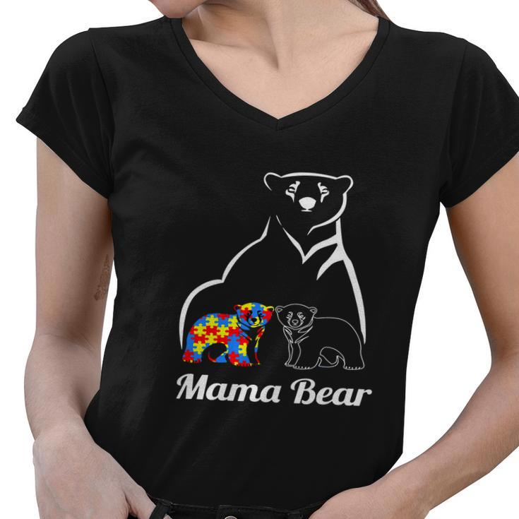  Autism Awareness Mama Bear Women V-Neck T-Shirt