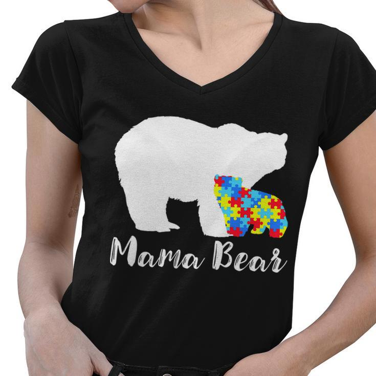 Autism Mama Bear Women V-Neck T-Shirt