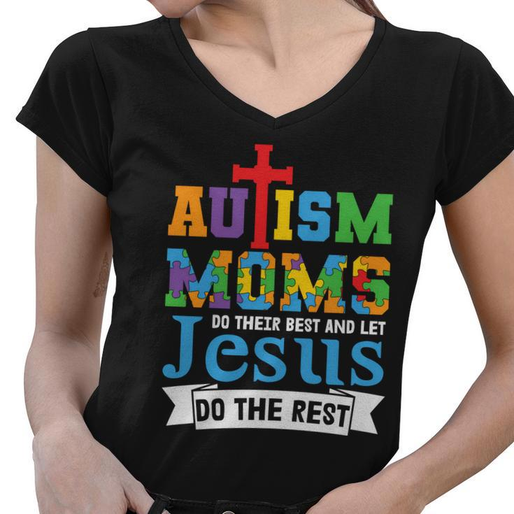 Autism Mom Gift For Autism Awareness Autism Puzzle Tshirt Women V-Neck T-Shirt