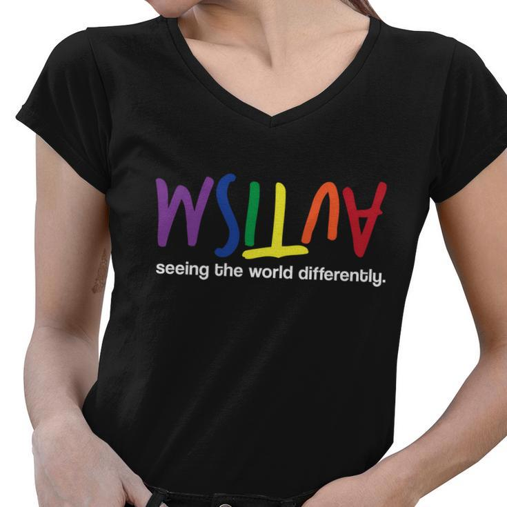 Autism Seeing The World Differently V2 Women V-Neck T-Shirt