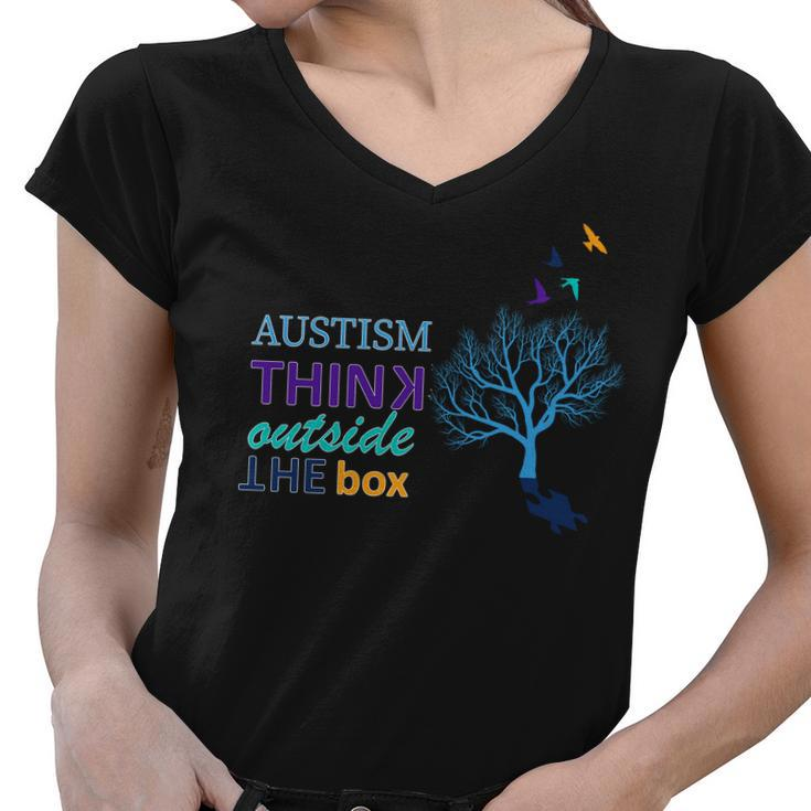 Autism Think Outside The Box Tshirt Women V-Neck T-Shirt