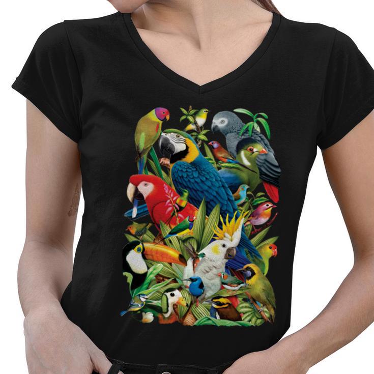 Avian World Wild Birds Parrots Tshirt Women V-Neck T-Shirt