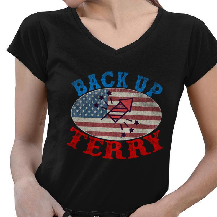 Back Up Terry Put It In Reverse 4Th Of July Firework Flag Women V-Neck T-Shirt