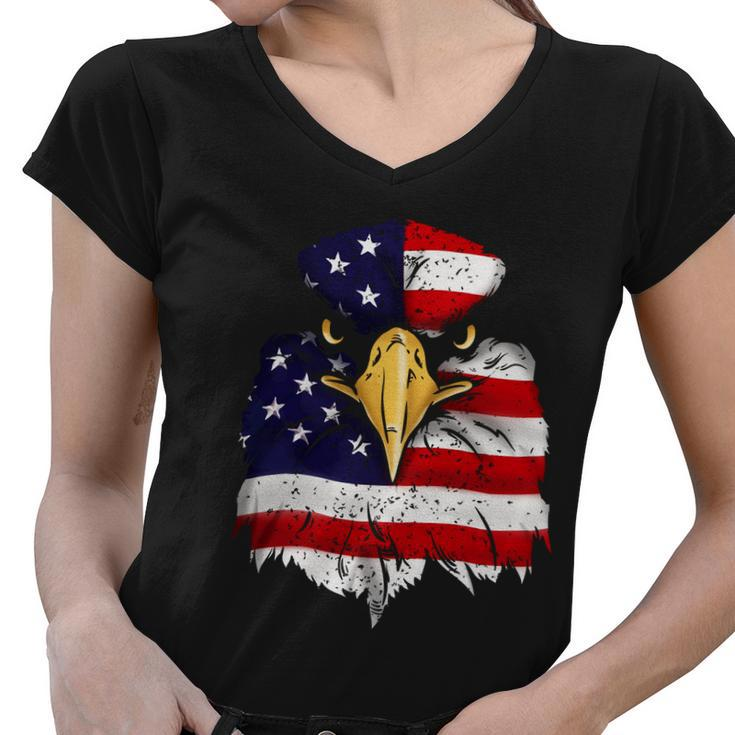 Bald Eagle 4Th Of July American Flag Patriotic Freedom Usa Gift Women V-Neck T-Shirt