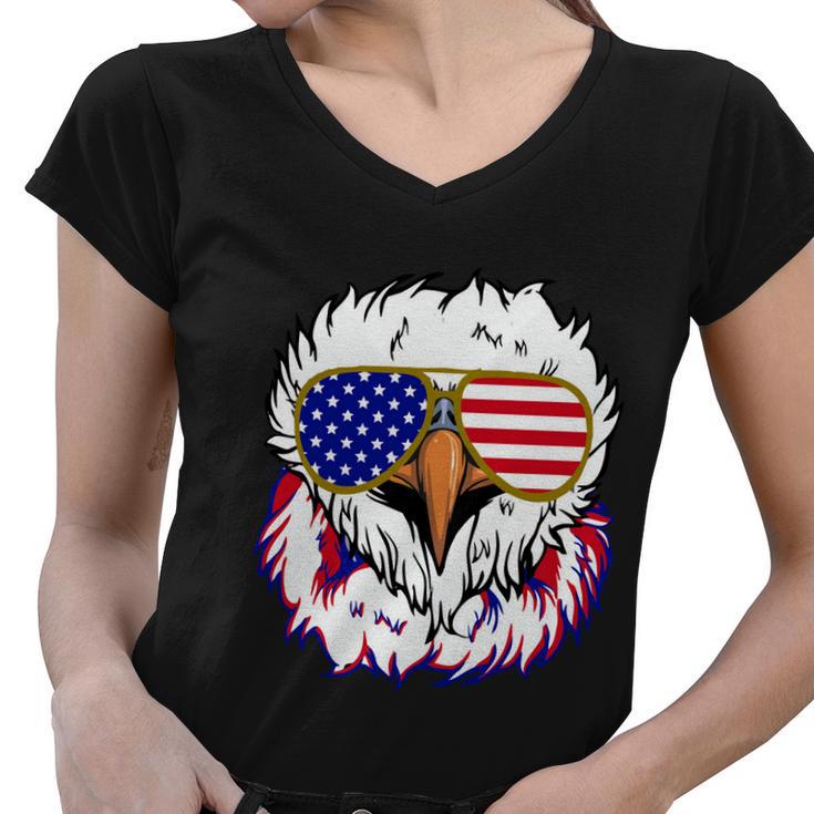 Bald Eagle With Mullet 4Th Of July American Flag Gift Women V-Neck T-Shirt