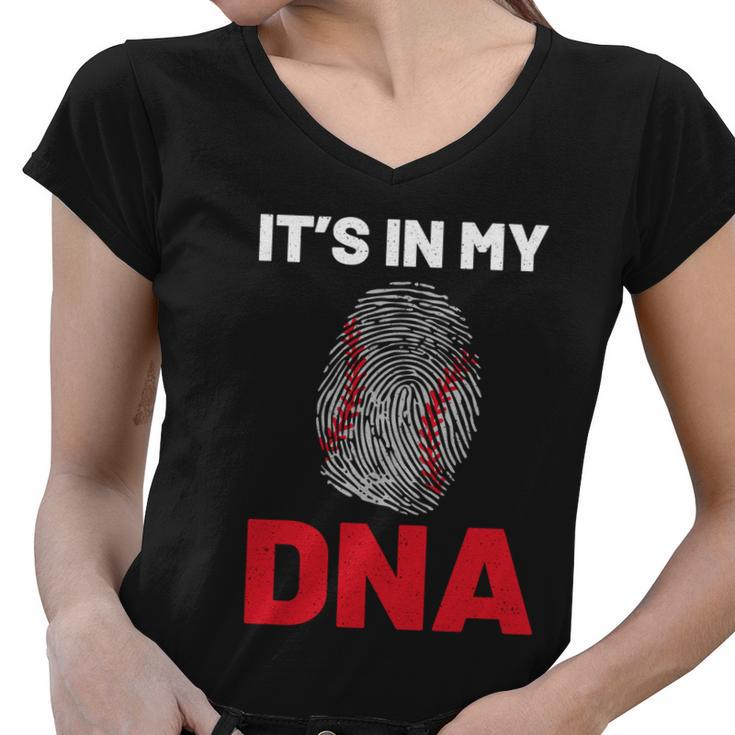 Baseball Player Its In My Dna For Softball Tee Ball Sports Gift Women V-Neck T-Shirt