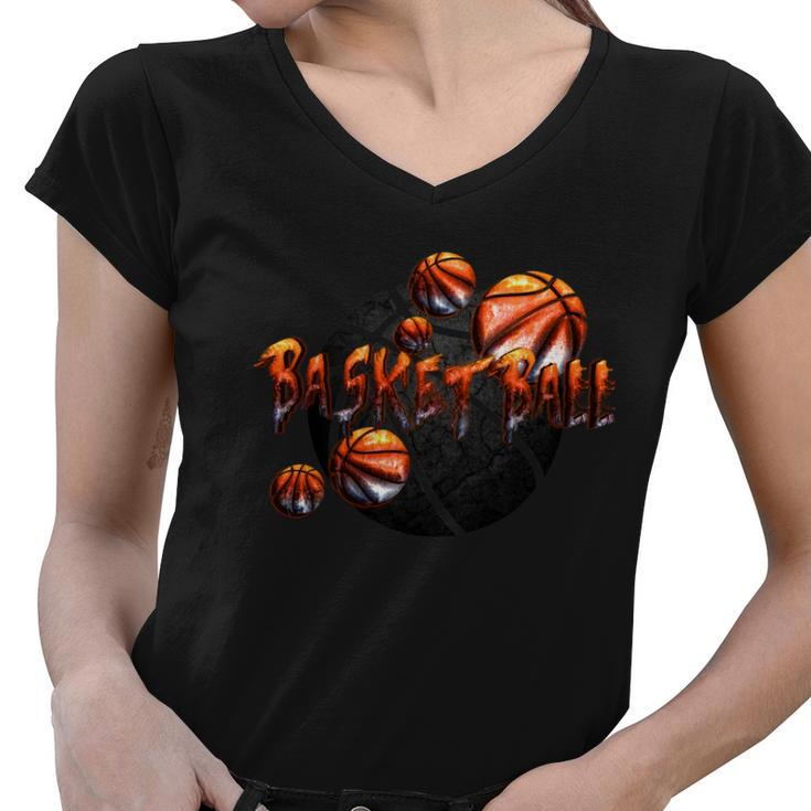 Basketball Stone Logo Women V-Neck T-Shirt