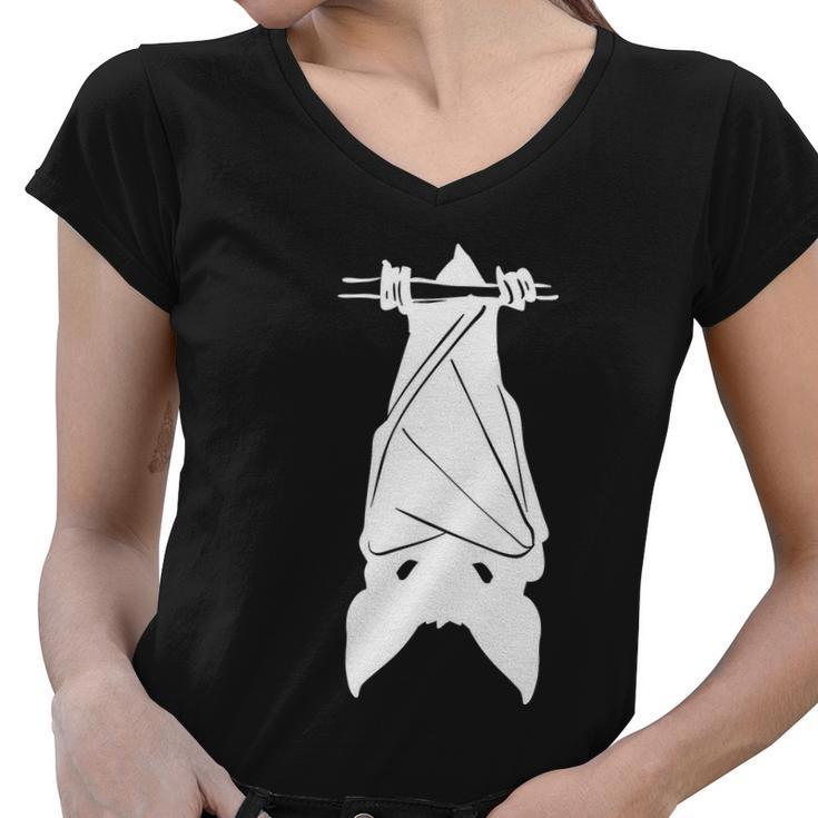 Bat Hanging Funny Halloween Quote Women V-Neck T-Shirt