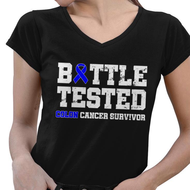 Battle Tested Colon Cancer Survivor Tshirt Women V-Neck T-Shirt