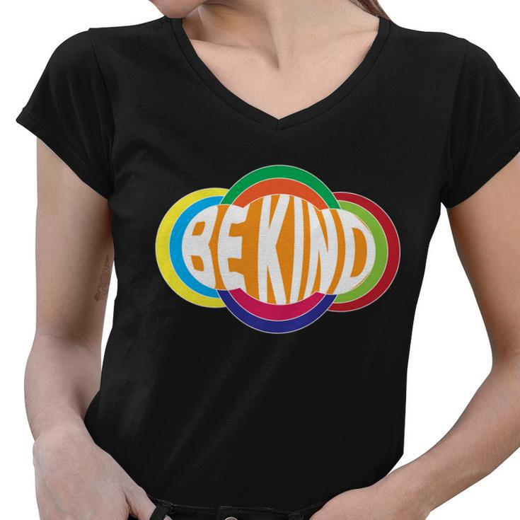 Be Kind 70S Retro Logo Tribute Women V-Neck T-Shirt