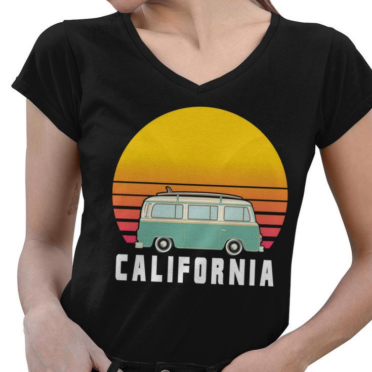 Beach Bum California Hippie Van Women V-Neck T-Shirt
