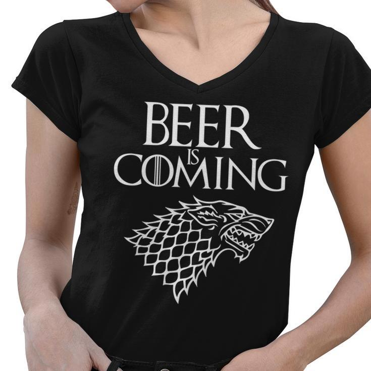Beer Is Coming Women V-Neck T-Shirt
