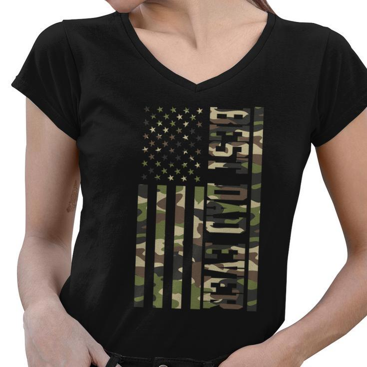 Best Dad Ever Army Flag Tshirt Women V-Neck T-Shirt