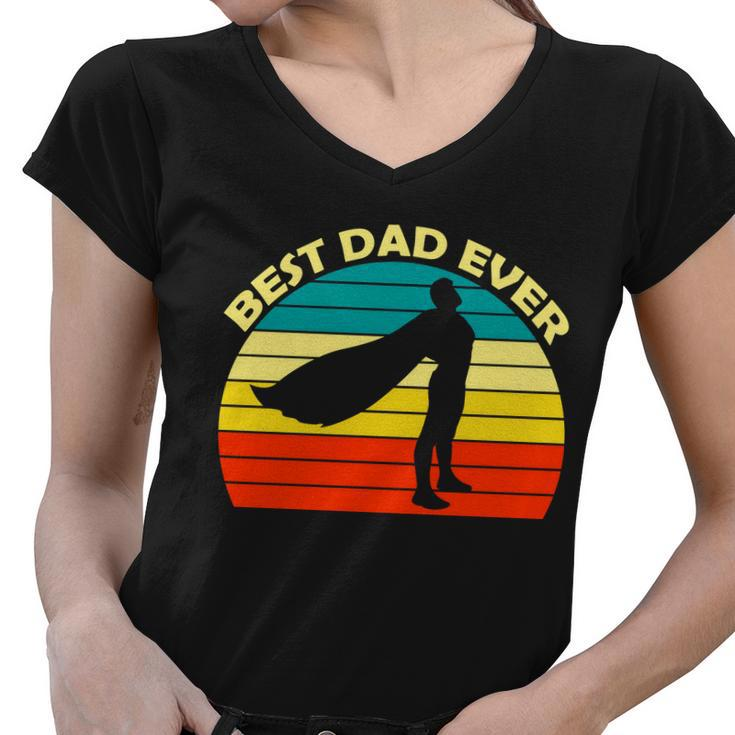 Best Dad Ever Super Dad Hero Women V-Neck T-Shirt