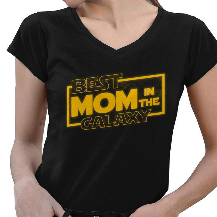 Best Mom In The Galaxy Parody Movie Logo Women V-Neck T-Shirt