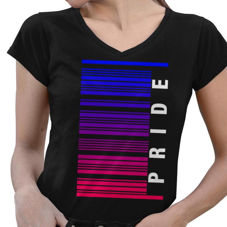 Bi Pride Barcode Bisexual Women V-Neck T-Shirt