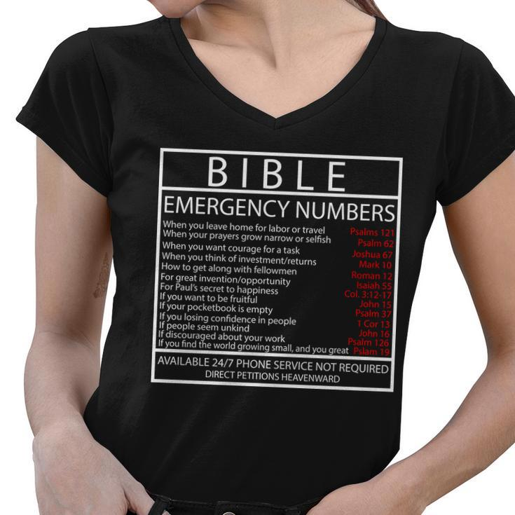 Bible Emergency Hotline Numbers Women V-Neck T-Shirt