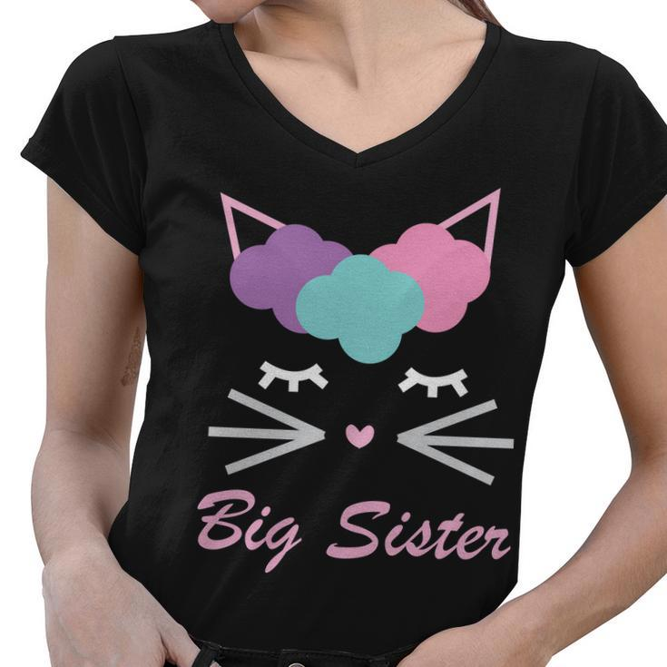 Big Sister Cute Cat Tshirt Women V-Neck T-Shirt