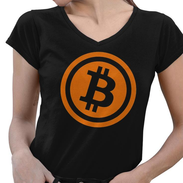Bitcoin Logo Emblem Cryptocurrency Blockchains Bitcoin  Women V-Neck T-Shirt