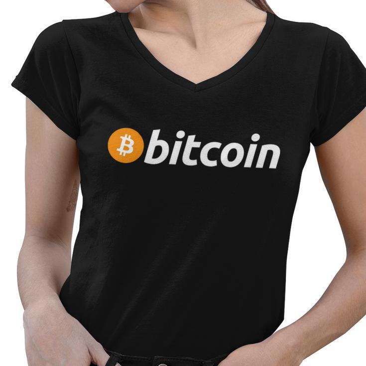 Bitcoin Logo Women V-Neck T-Shirt