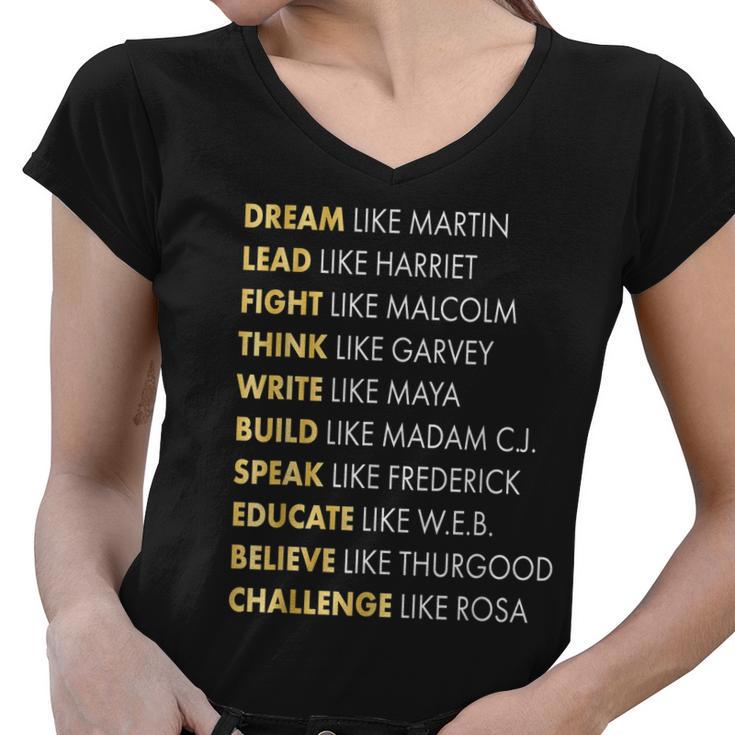 Black History Gifts Dream Like Martin Women V-Neck T-Shirt