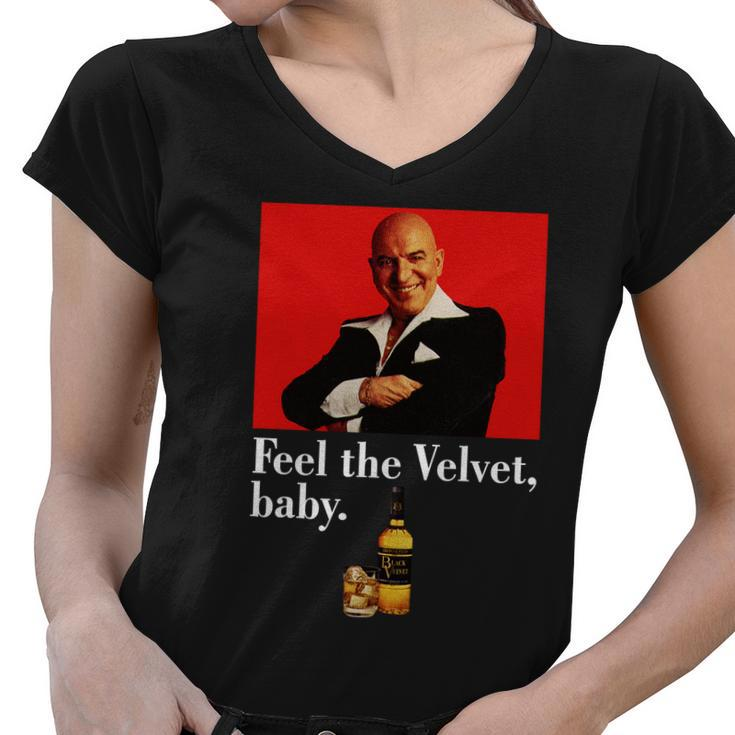 Black Velvet Whiskey Telly Savalas Women V-Neck T-Shirt