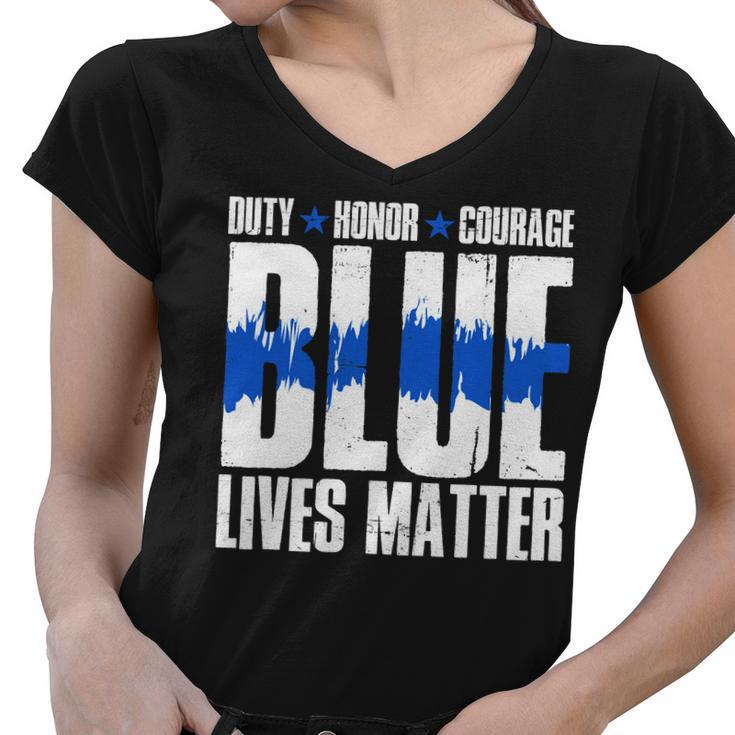 Blue Lives Matter Tshirt Women V-Neck T-Shirt