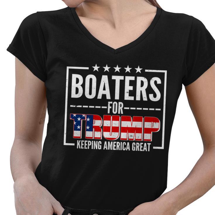 Boaters For Trump Keeping American Great Women V-Neck T-Shirt