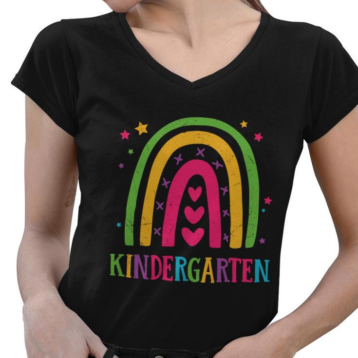 Boho Rainbow Back To School Prek Kindegarten Graphic Shirt Women V-Neck T-Shirt