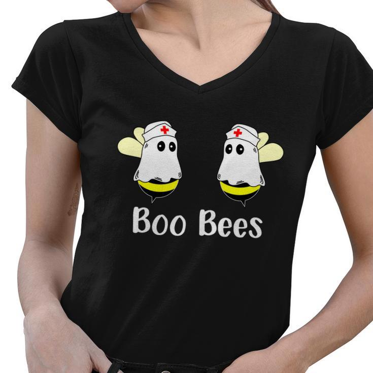 Boo Bees Funny Halloween Quote Women V-Neck T-Shirt