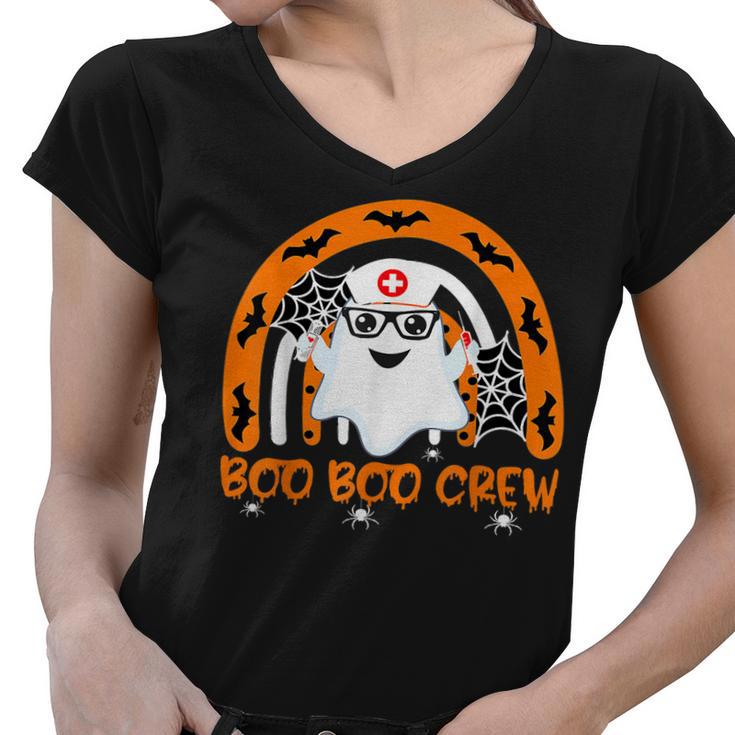 Boo Boo Crew Ghost Doctor Emt Halloween Nurse  Women V-Neck T-Shirt