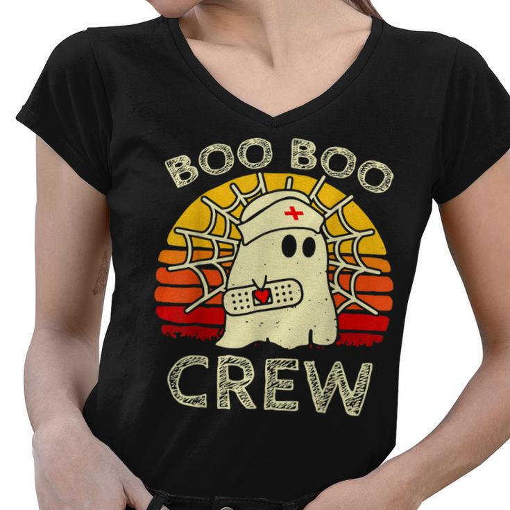 Boo Boo Crew Nurse  Funny Ghost Halloween Nurse  V3 Women V-Neck T-Shirt