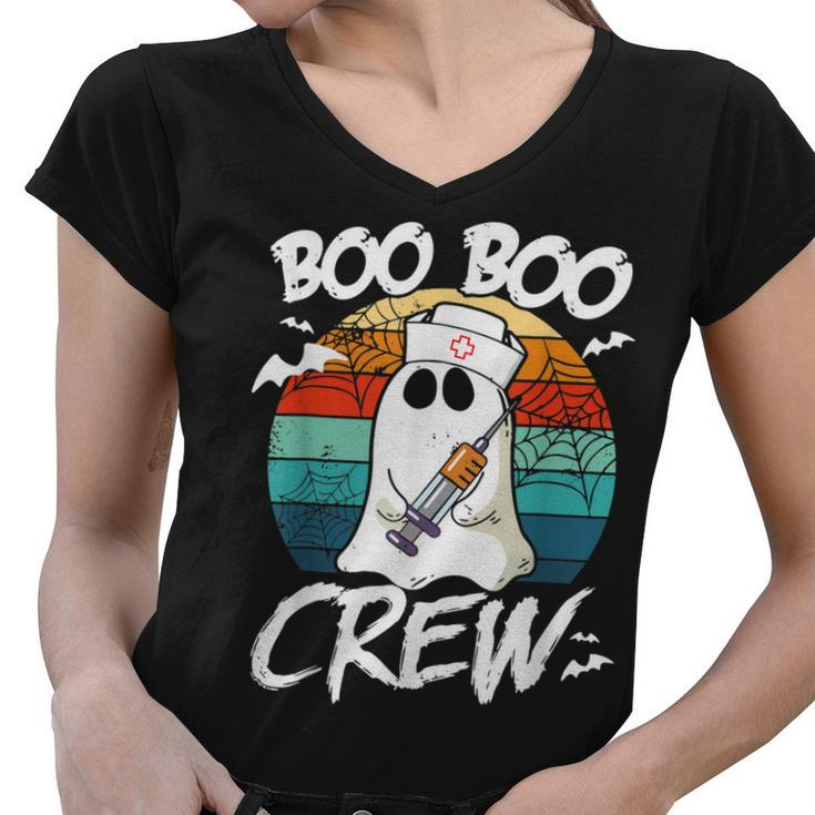 Boo Boo Crew Nurse  Funny Ghost Women Halloween Nurse  V2 Women V-Neck T-Shirt