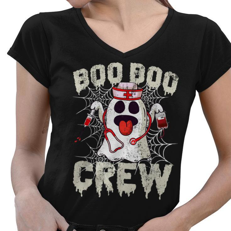 Boo Boo Crew Nurse  Funny Ghost Women Halloween Nurse  V3 Women V-Neck T-Shirt