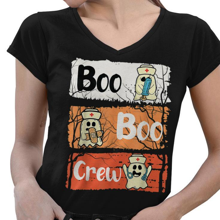 Boo Crew Team Nursing Lpn Cna Healthcare Nurse Halloween  Women V-Neck T-Shirt
