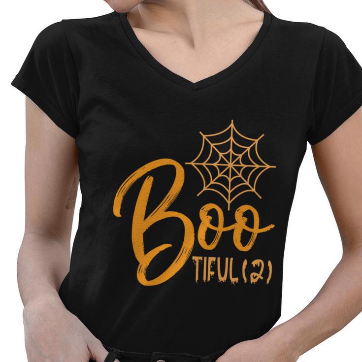 Boo Tiful 2 Halloween Quote Women V-Neck T-Shirt