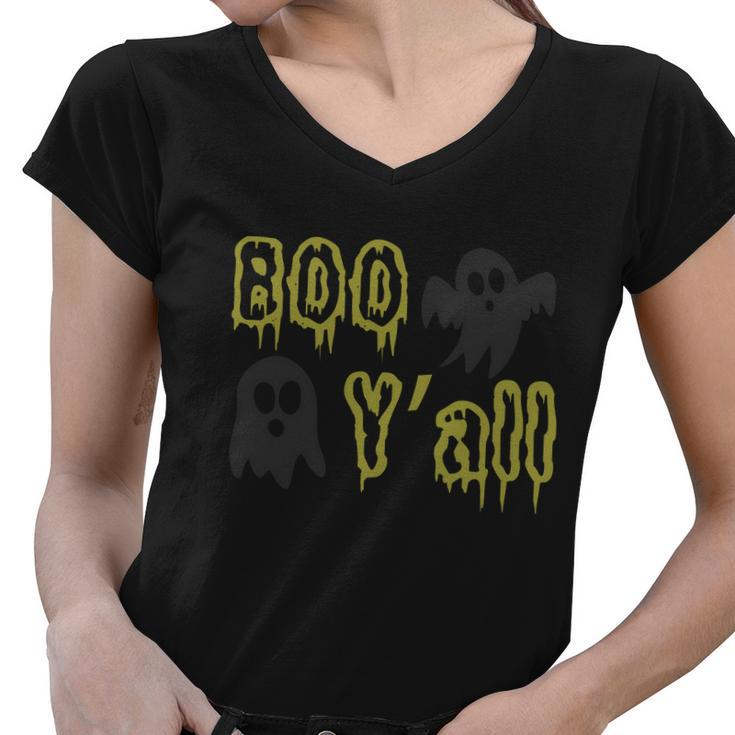 Boo Yall Ghost Boo Halloween Quote Women V-Neck T-Shirt