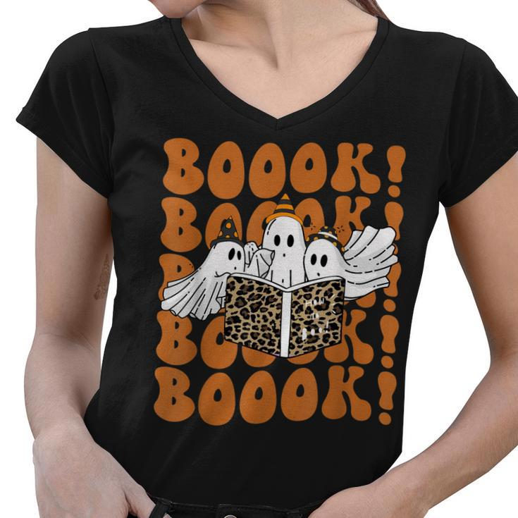 Booook Ghosts T  Boo Read Books Library Gift Funny  Women V-Neck T-Shirt