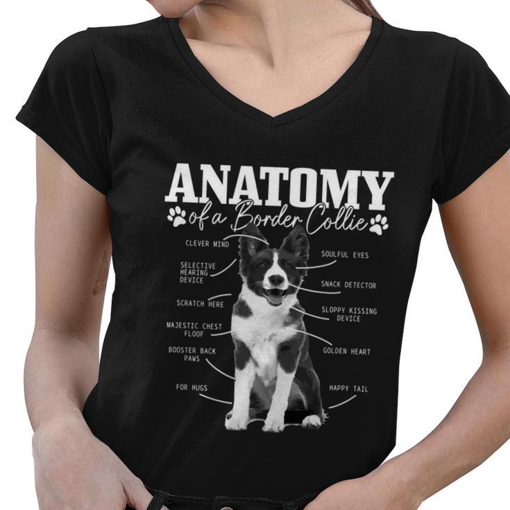 Border Collie Anatomy Funny Cute Dog Border Collie Mom Dad Women V-Neck T-Shirt