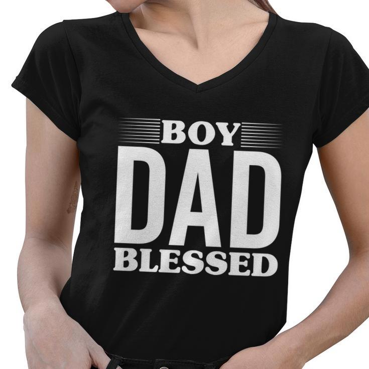 Boy Dad Blessed Women V-Neck T-Shirt