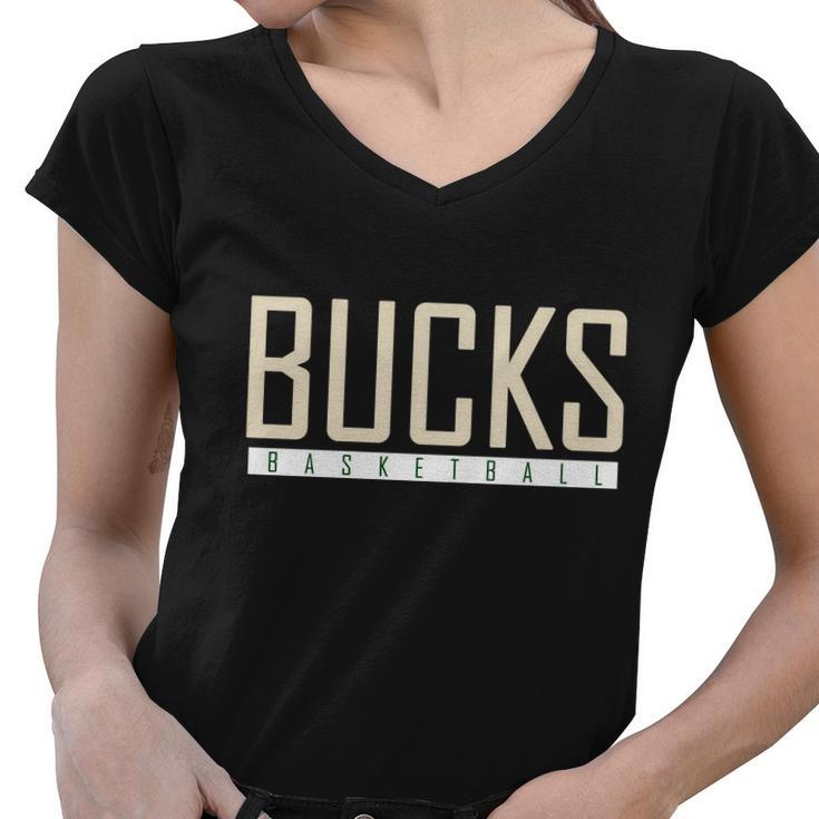 Bucks Basketball Women V-Neck T-Shirt