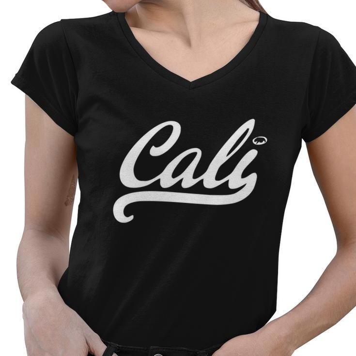 Cali Black Logo Tshirt Women V-Neck T-Shirt